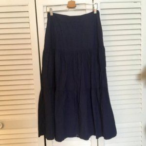 Blue calf-length tiered cotton skirt from GAP
